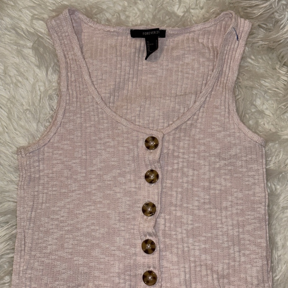 Forever 21 Pink Ribbed Sleeveless Tank Top